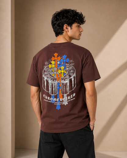 UrbanFit Men's Maroon Graphic Oversized T-Shirt | Premium Streetwear Casual