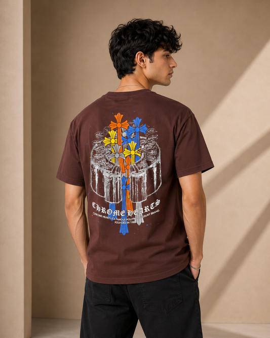 UrbanFit Men's Maroon Graphic Oversized T-Shirt | Premium Streetwear Casual